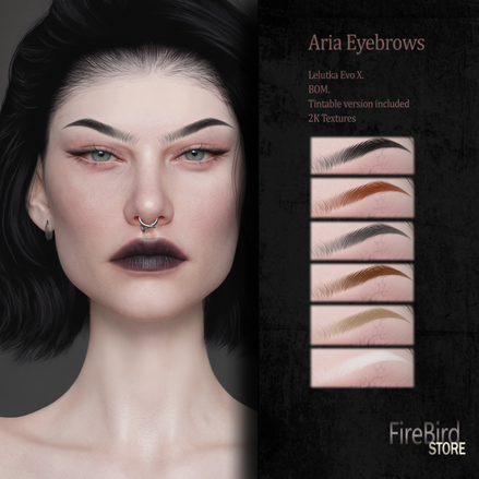 Included: ✔ 6 eyebrow colors ✔ Tintable version included ✔ Eyebrow shape included ✔ 2K high-quality textures ✔ Bake on Mesh (BOM) only ✔ Compatible with LeLutka Evo X